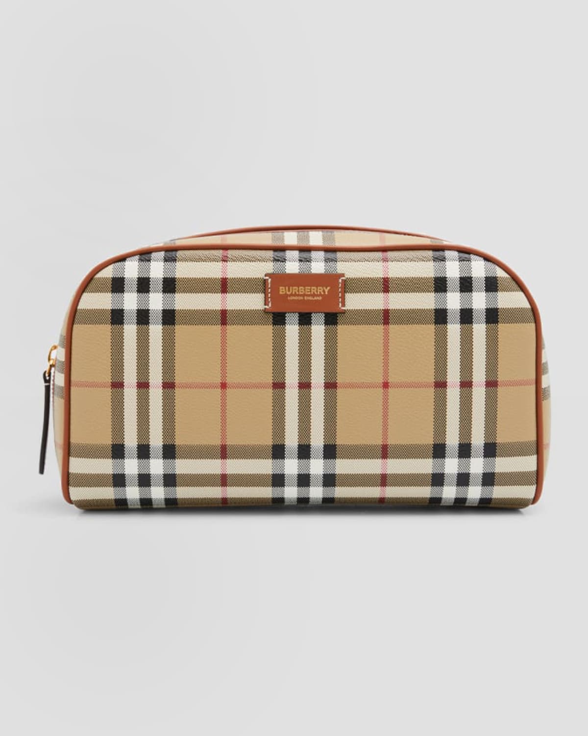 Burberry Check Zip Cosmetic Pouch Bag In Archive Beige