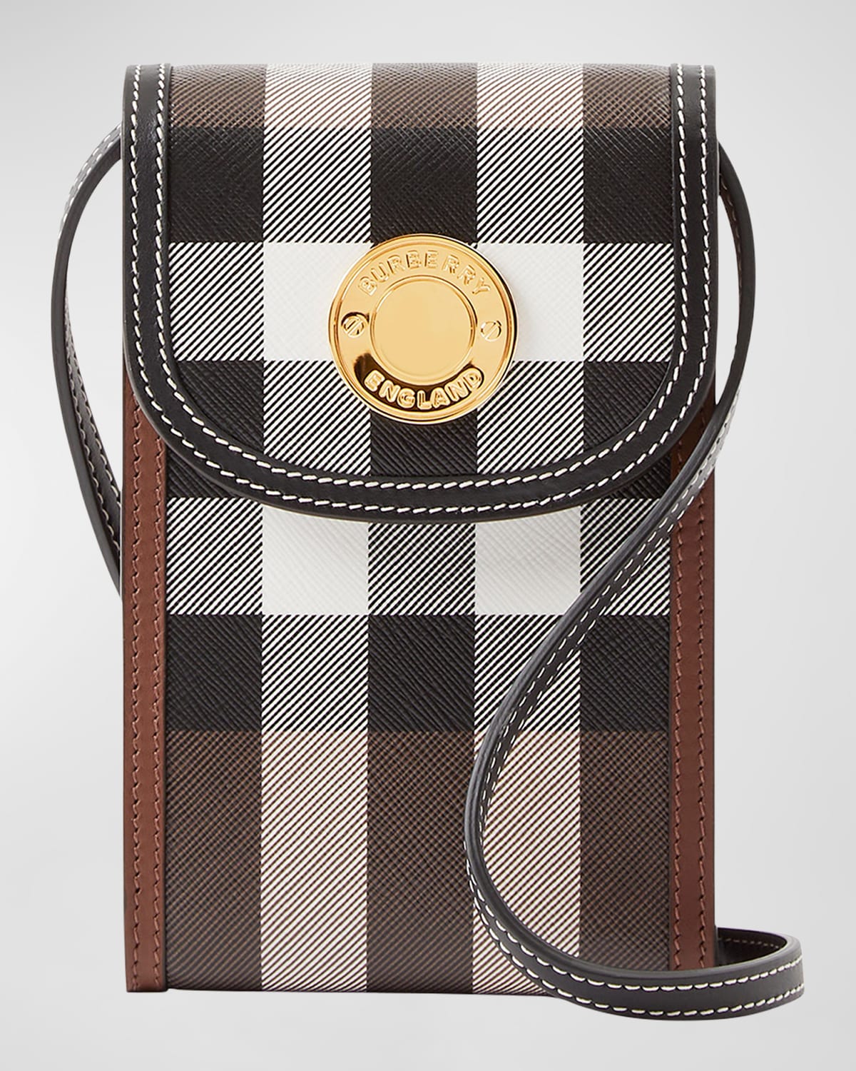 Burberry Check-print Phone Pouch In Braun