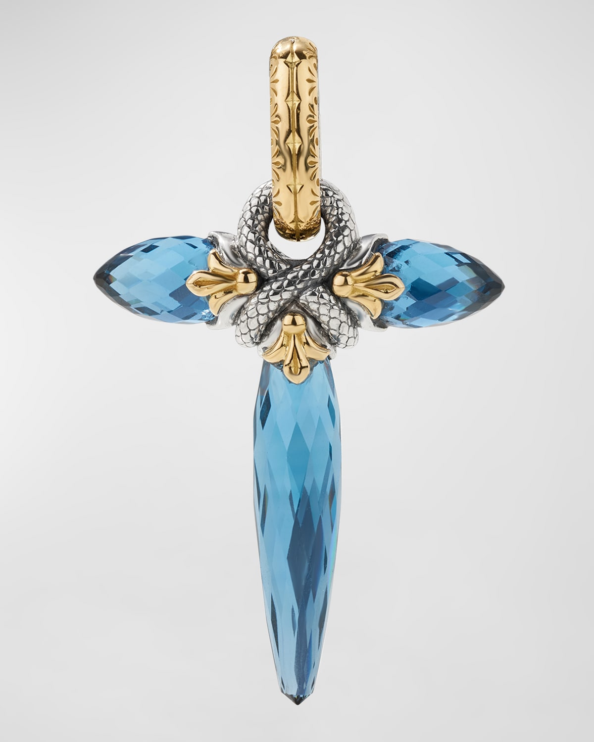 18k Gold Blue Spinel Cross Pendant