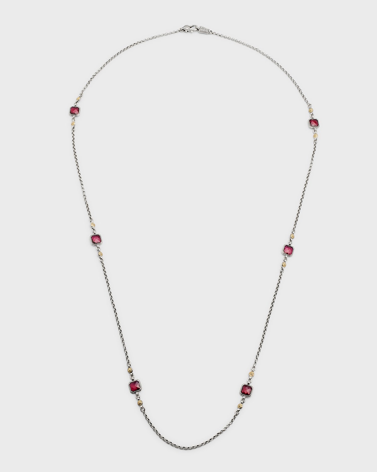Konstantino Red Spinel On Two-tone Chain Necklace In Corundum