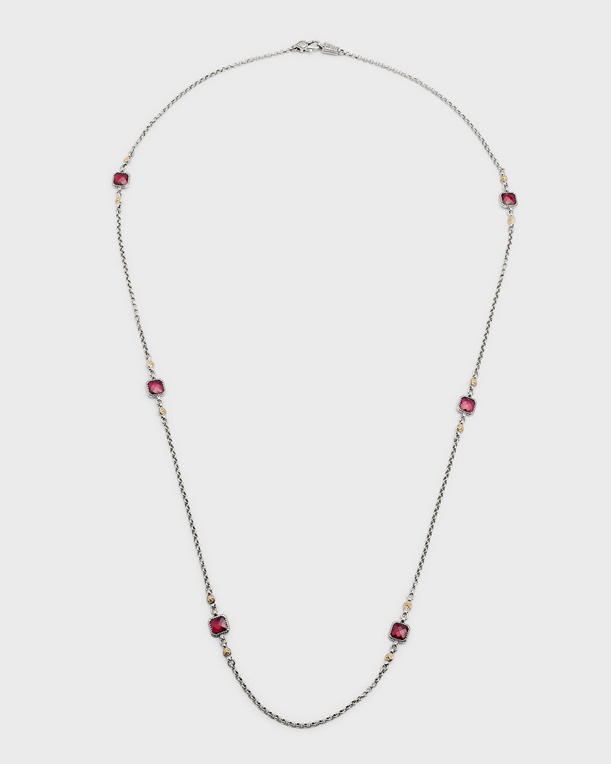 Red Spinel on Two-Tone Chain Necklace