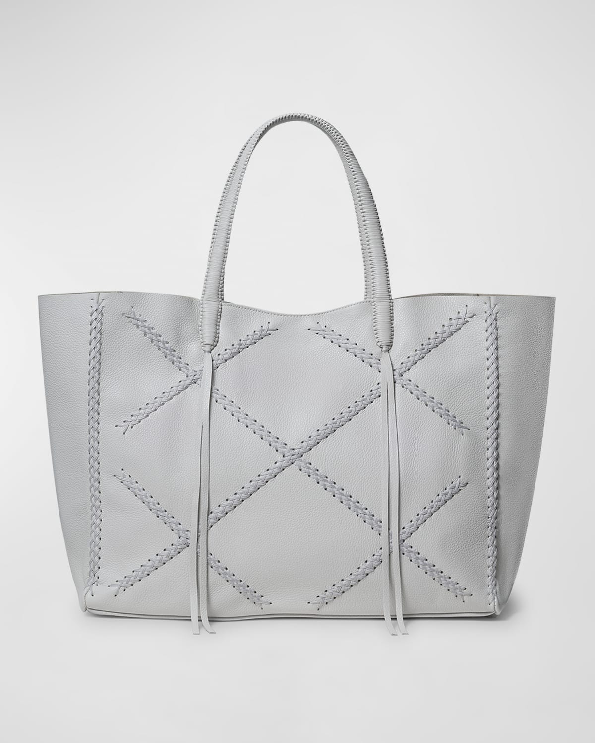 Crisscross Grain Leather Tote Bag