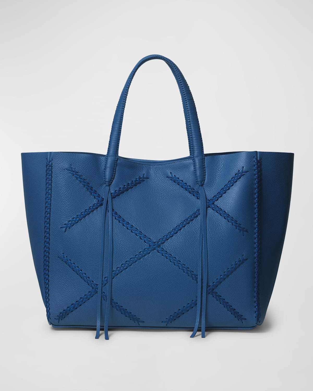 Crisscross Grain Leather Tote Bag