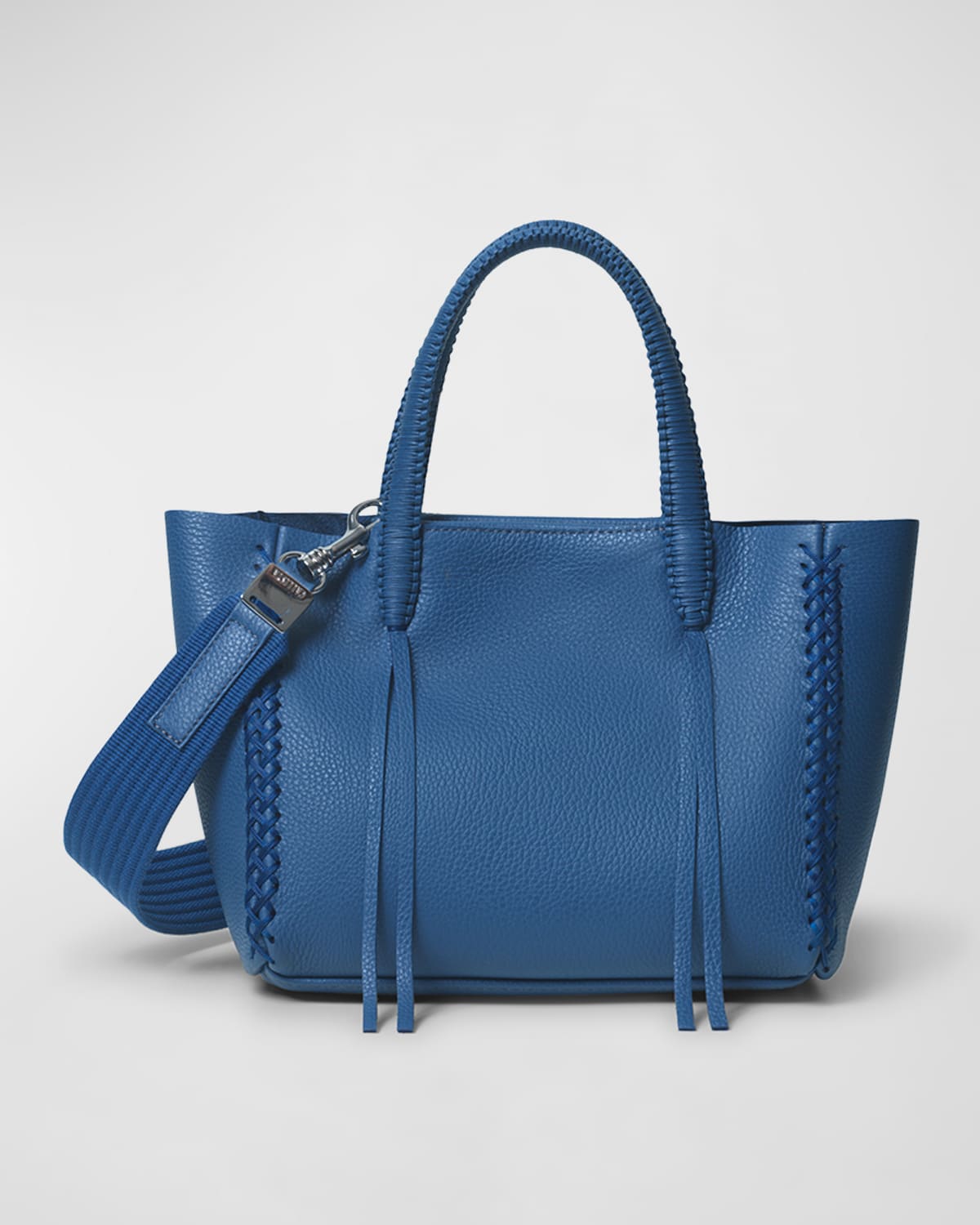 Callista Mini Braided Leather Tote Bag In Azure