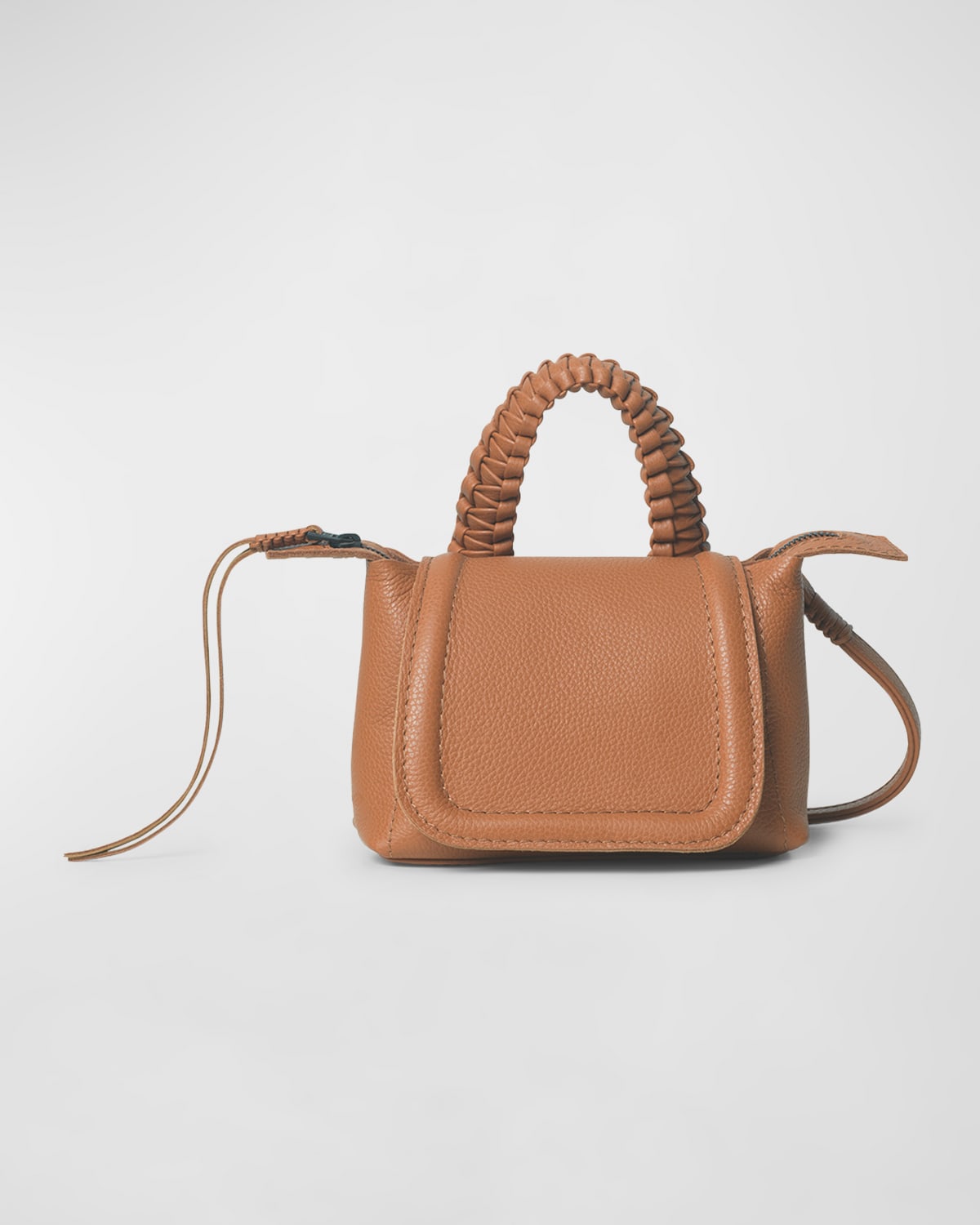 Callista Mini Grained Leather Top-handle Bag In Caramel