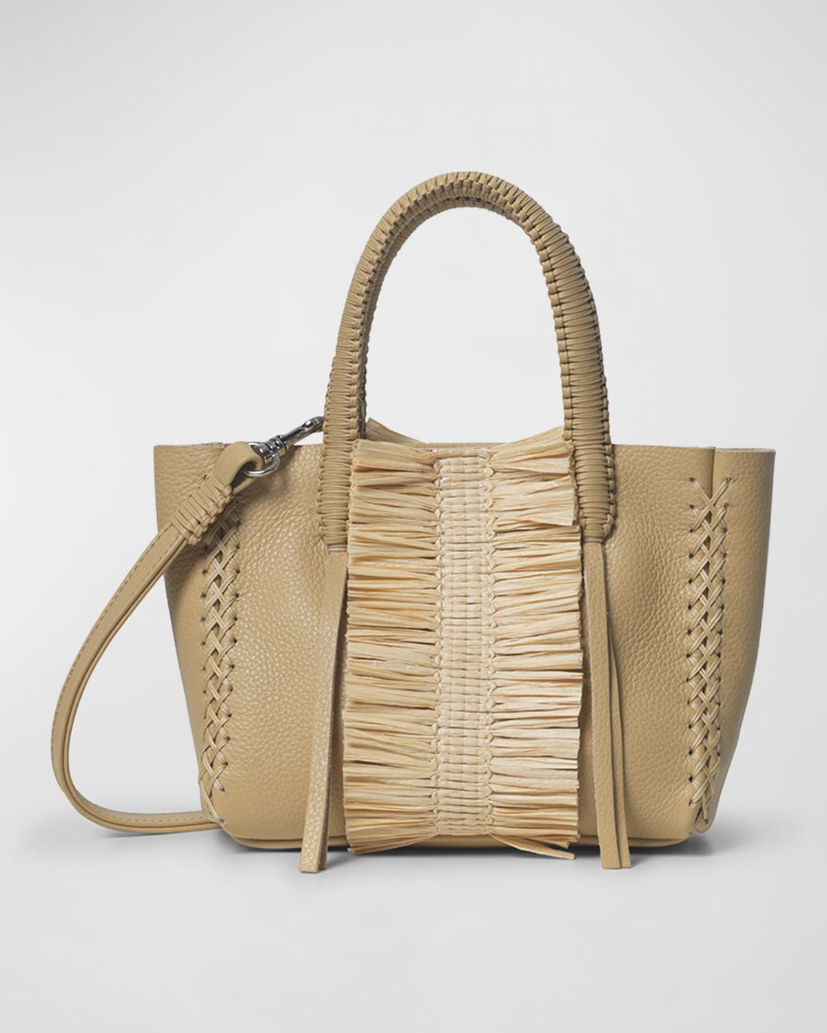 Callista Micro Leather & Raffia Tote Bag