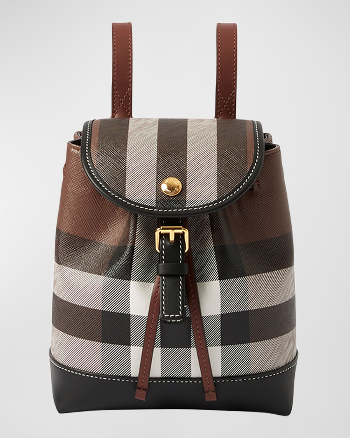 Micro Check Leather Backpack