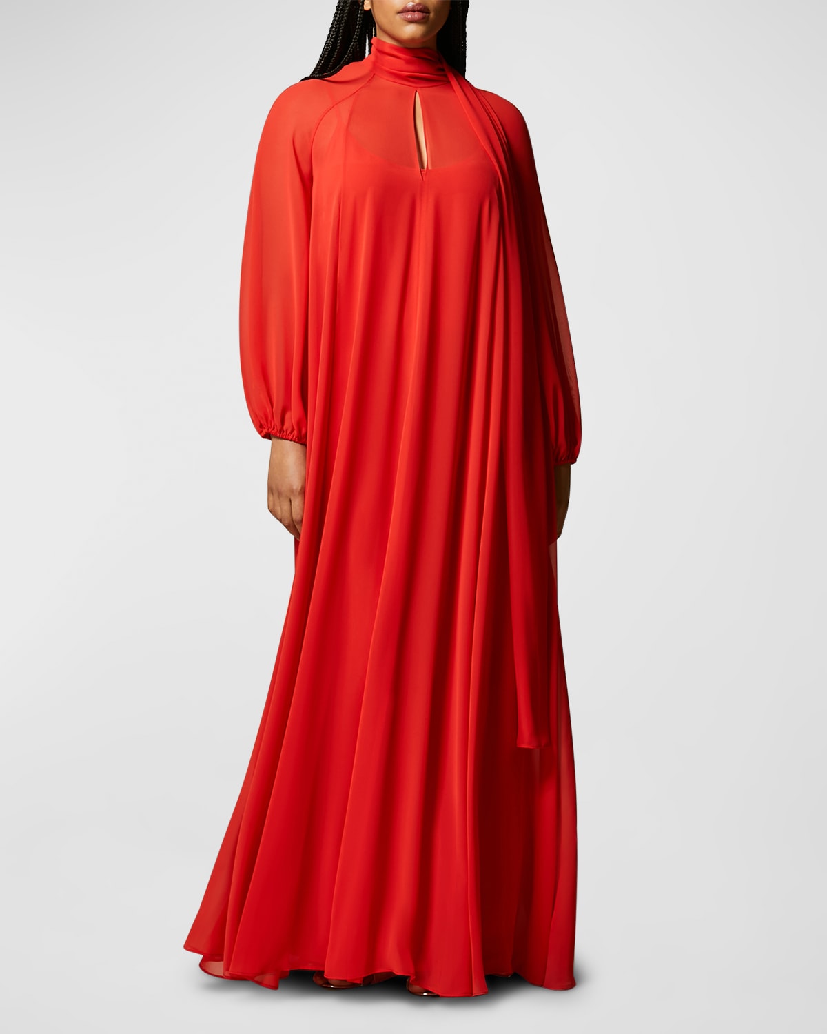 Marina Rinaldi Plus Size Doblone Draped Turtleneck Gown