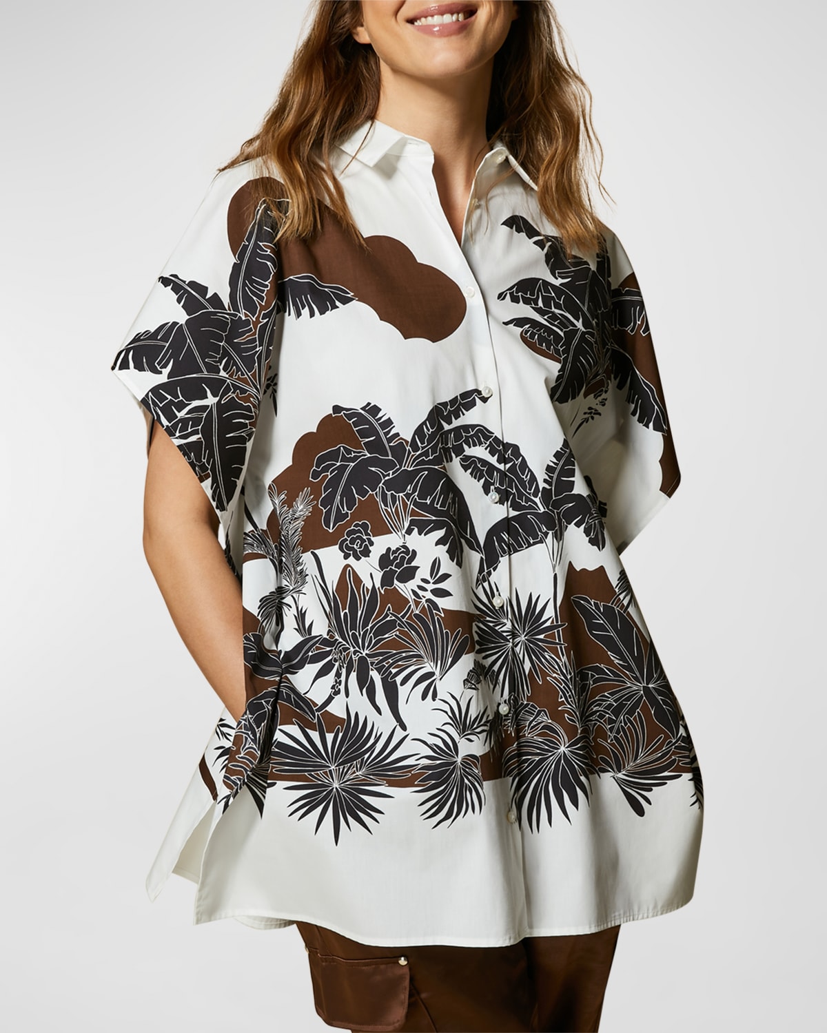 Marina Rinaldi Plus Size Fenicia Kimono-Sleeve Poplin Shirt