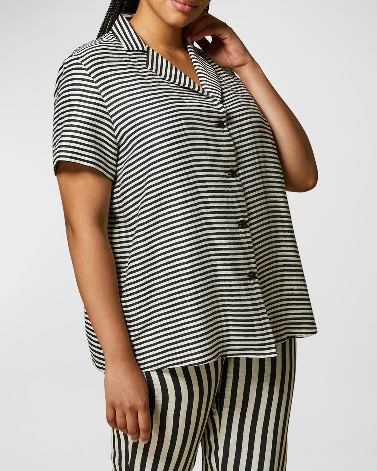 Marina Rinaldi Plus Size Barre Striped Linen Shirt