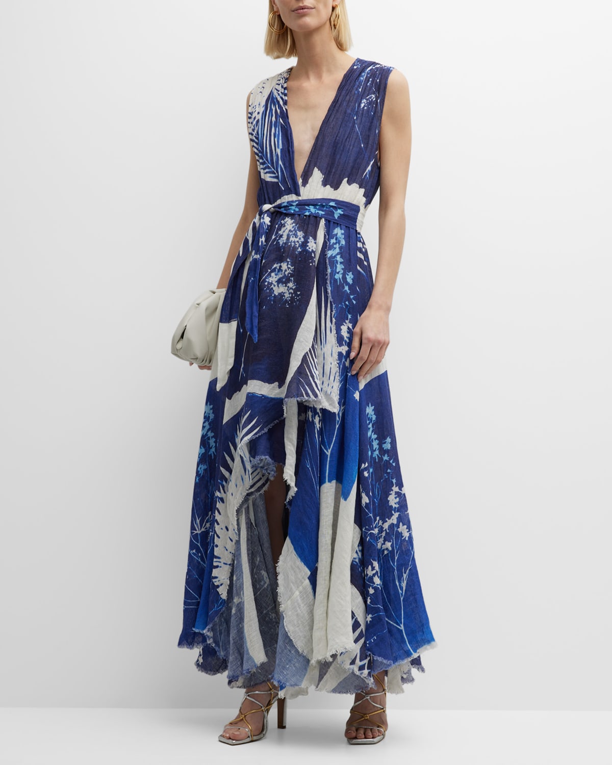 Caspienne Sleeveless Botanical-Print Maxi Dress