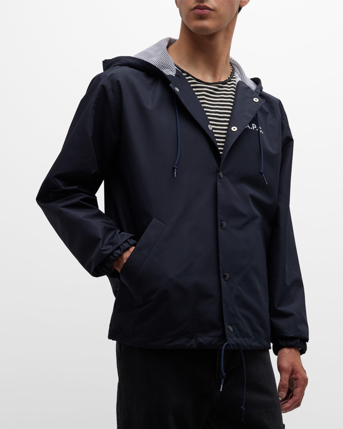 Apc Men's Greg Water-repellent Blouson Jacket In Dark Navy