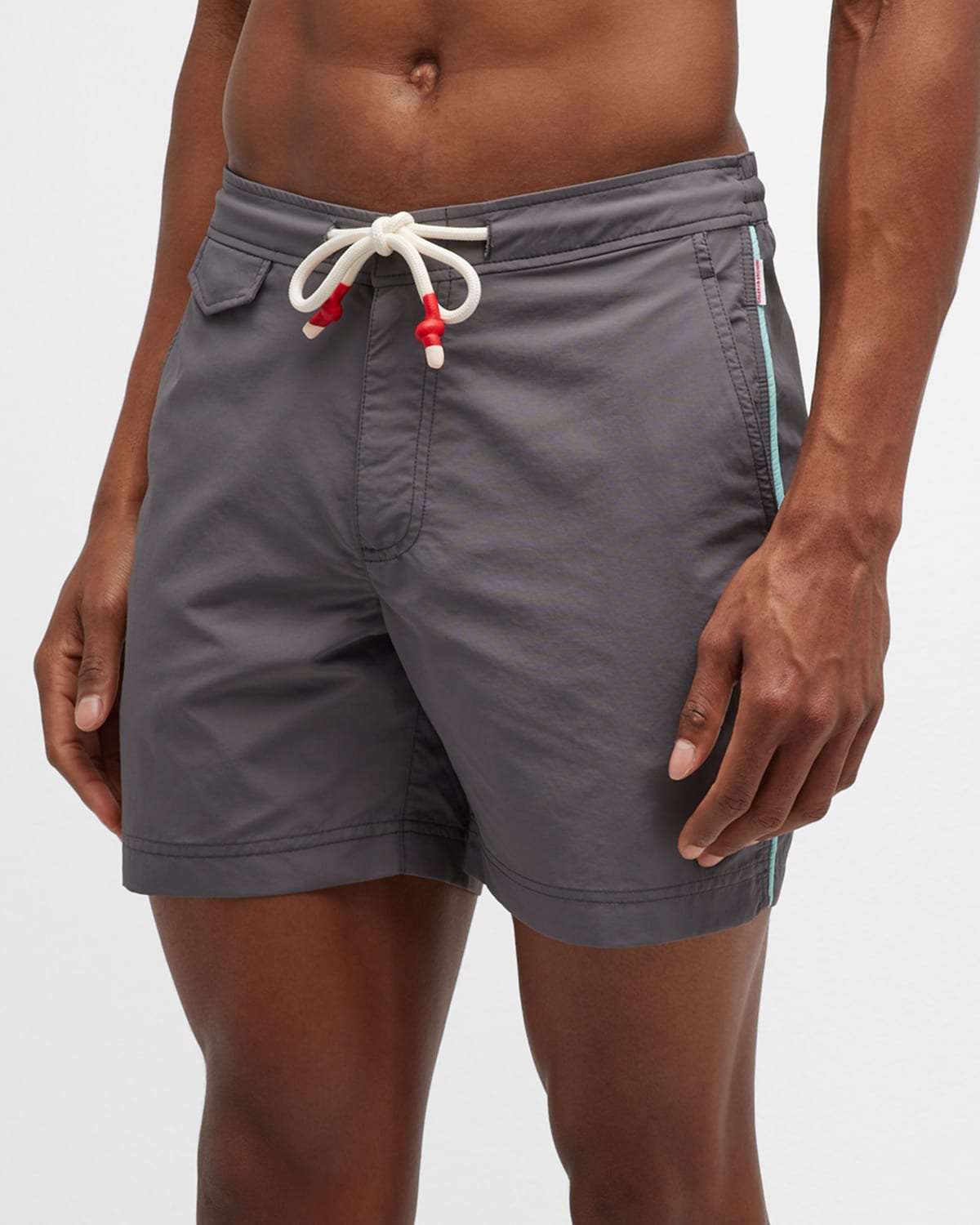 Shop Orlebar Brown Men's Standard Piped Swim Trunks In Fossil