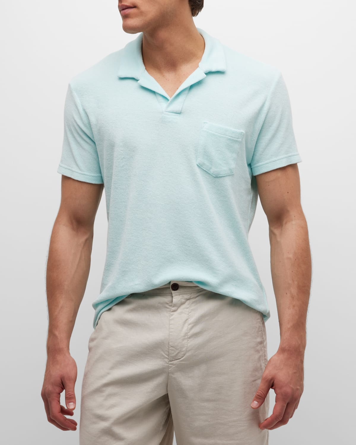 Orlebar Brown Terry Short-sleeve Polo Shirt In Clear Sky