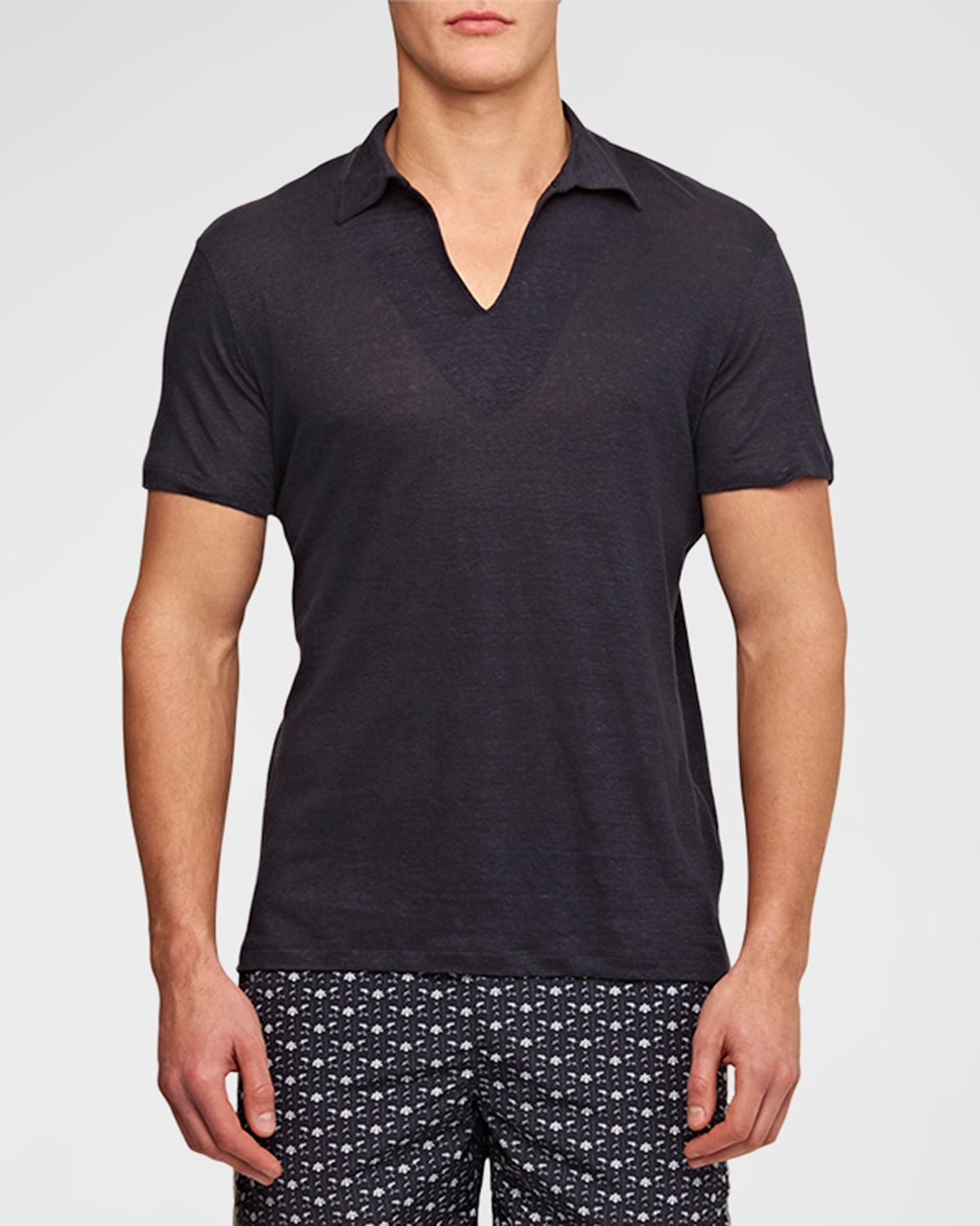 Shop Orlebar Brown Men's Mayer Linen Polo Shirt In Night Iris
