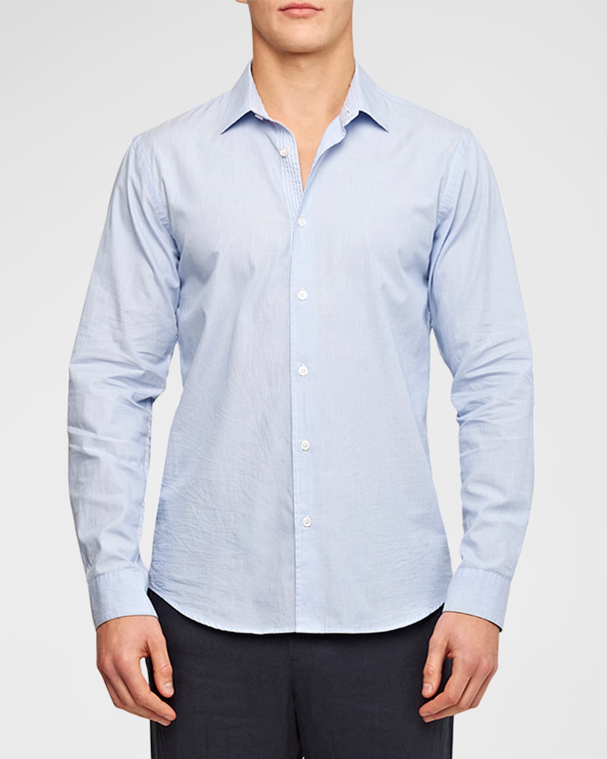 Orlebar Brown Giles Cutaway-collar Cotton Shirt In Blue