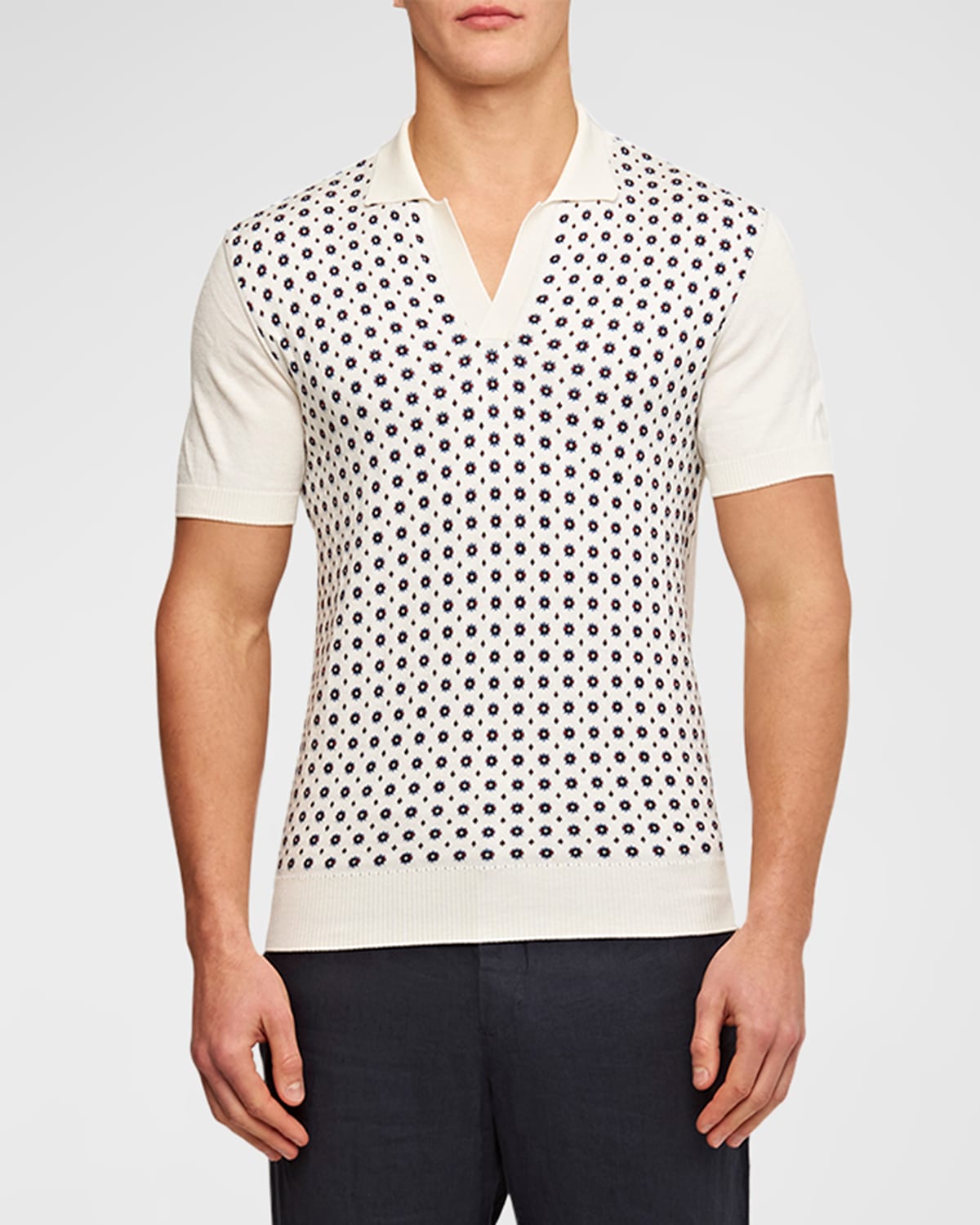 Orlebar Brown Horton Cravat Jacquard-knit Cotton And Mulberry Silk-blend Polo Shirt In White