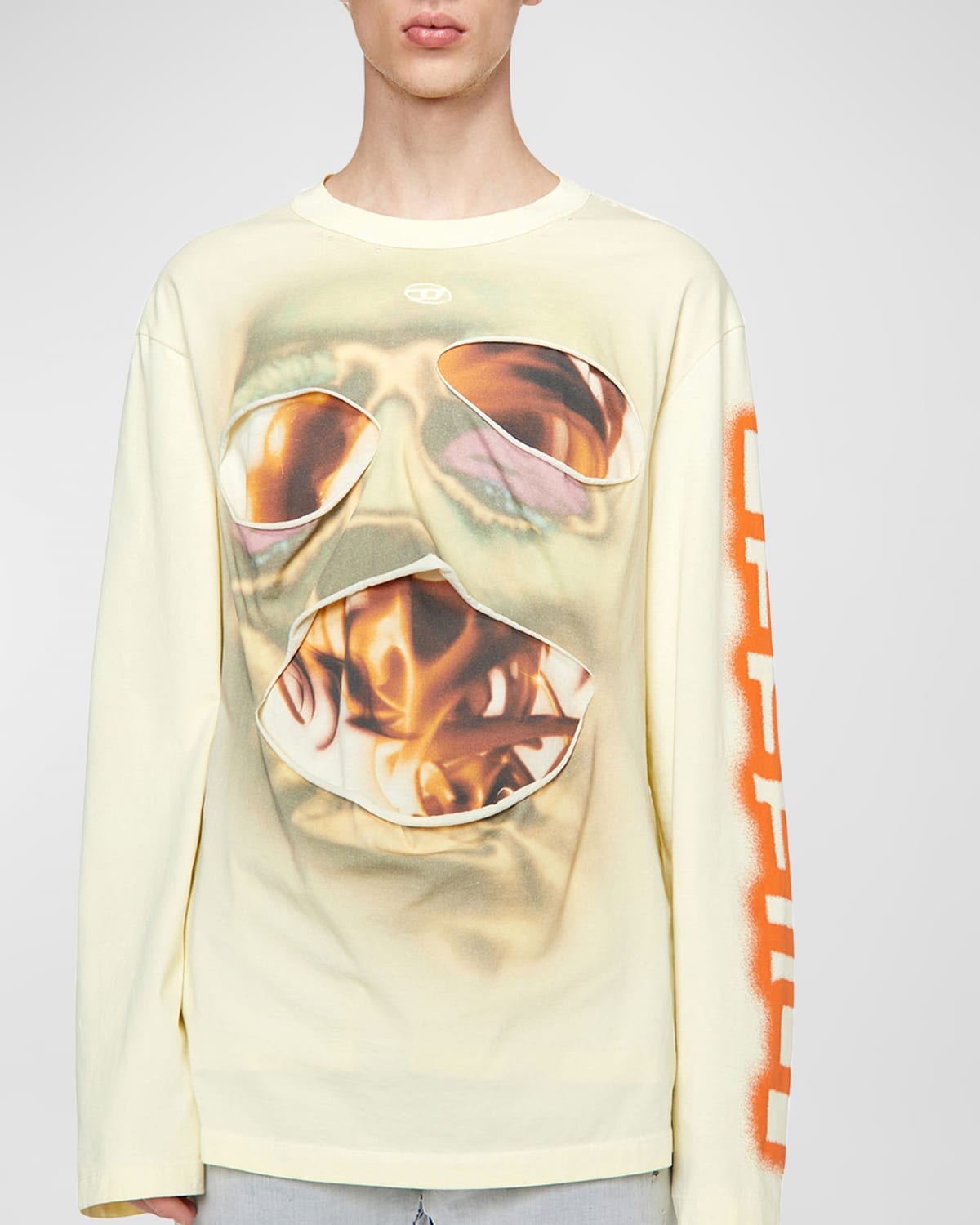 Diesel Distressed-effect Graphic-print T-shirt In Yellow