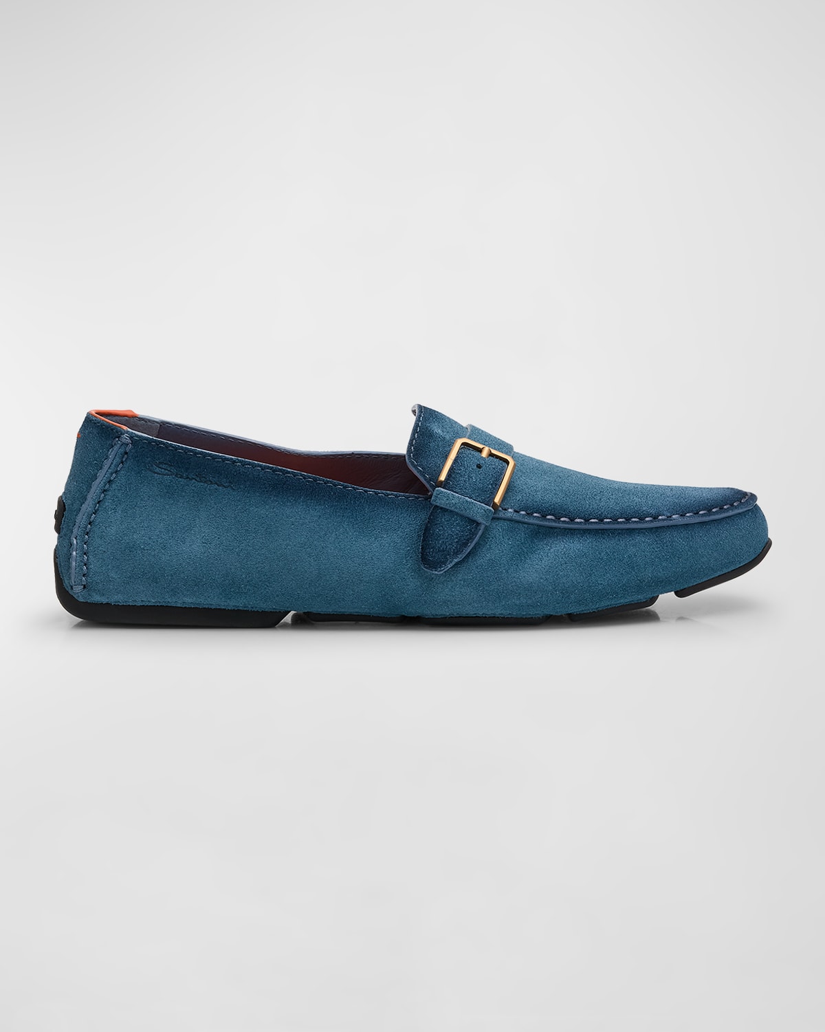 Shop Santoni Men's Hamel Suede Driver Loafers In Medium Blue