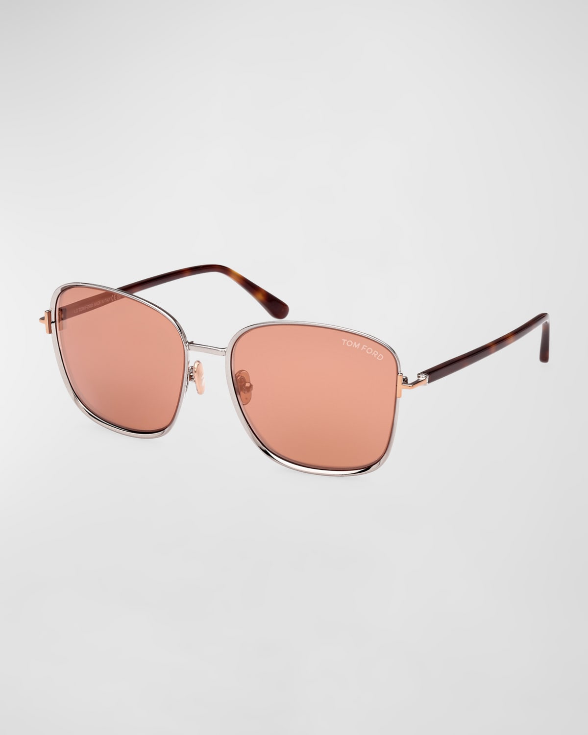 TOM FORD FERN SQUARE MIXED-MEDIA SUNGLASSES