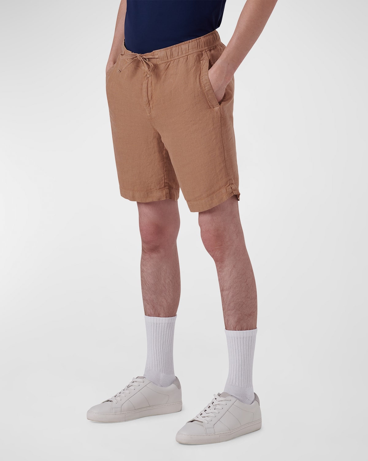 Bugatchi Linen Drawstring Shorts In Caramel