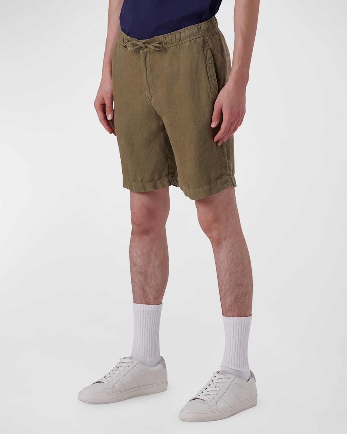 Bugatchi Linen Drawstring Shorts In Olive