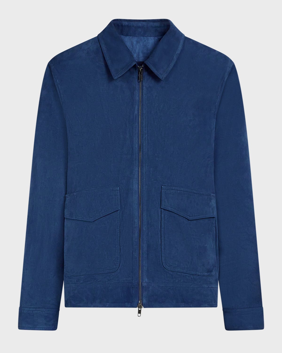 Bugatchi Men's Suede Zip Bomber Jacket In Cobalt
