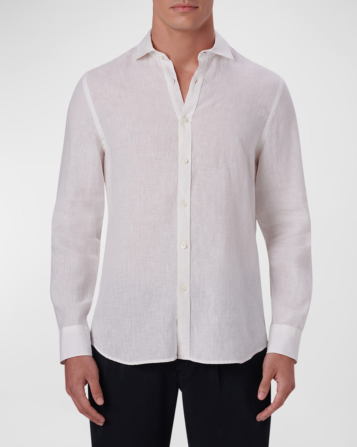 Bugatchi Men's Linen Sport Shirt In White