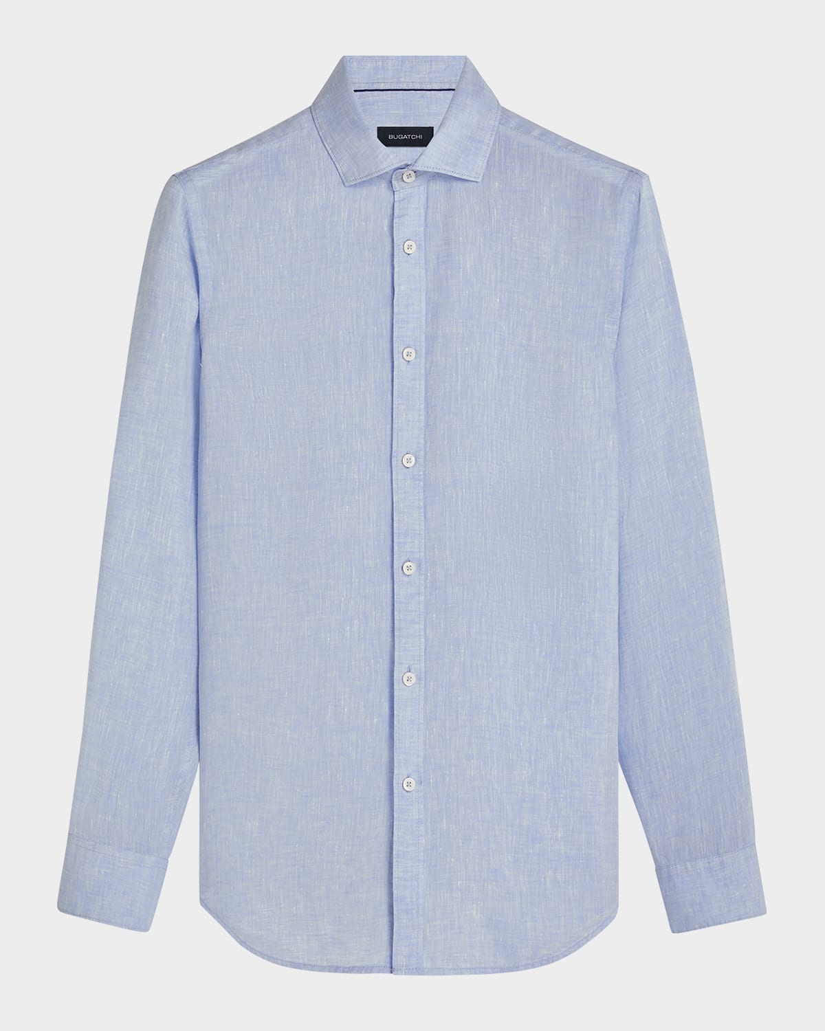 Bugatchi Shaped Fit Solid Linen Button-up Shirt In Sky