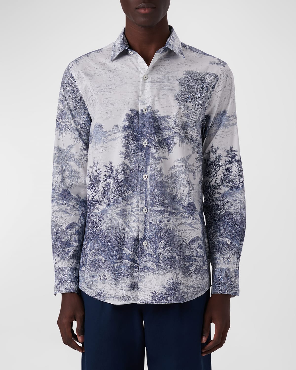 BUGATCHI MEN'S LANDSCAPE-PRINT SPORT SHIRT