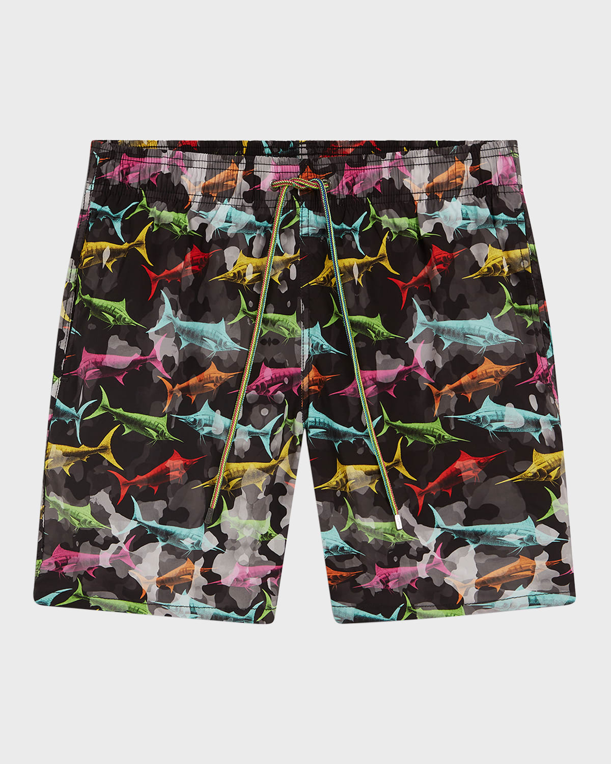 Bugatchi Men's Multicolor Longnose Fish Swim Shorts In Black