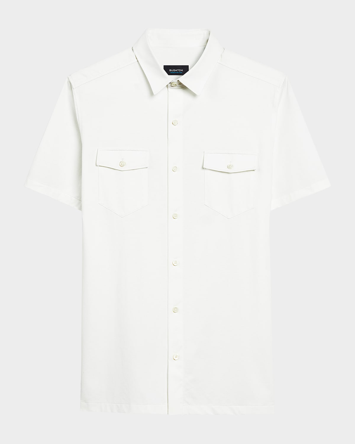 Shop Bugatchi Men's Ooohcotton Short-sleeve Shirt With Chest Pockets In White