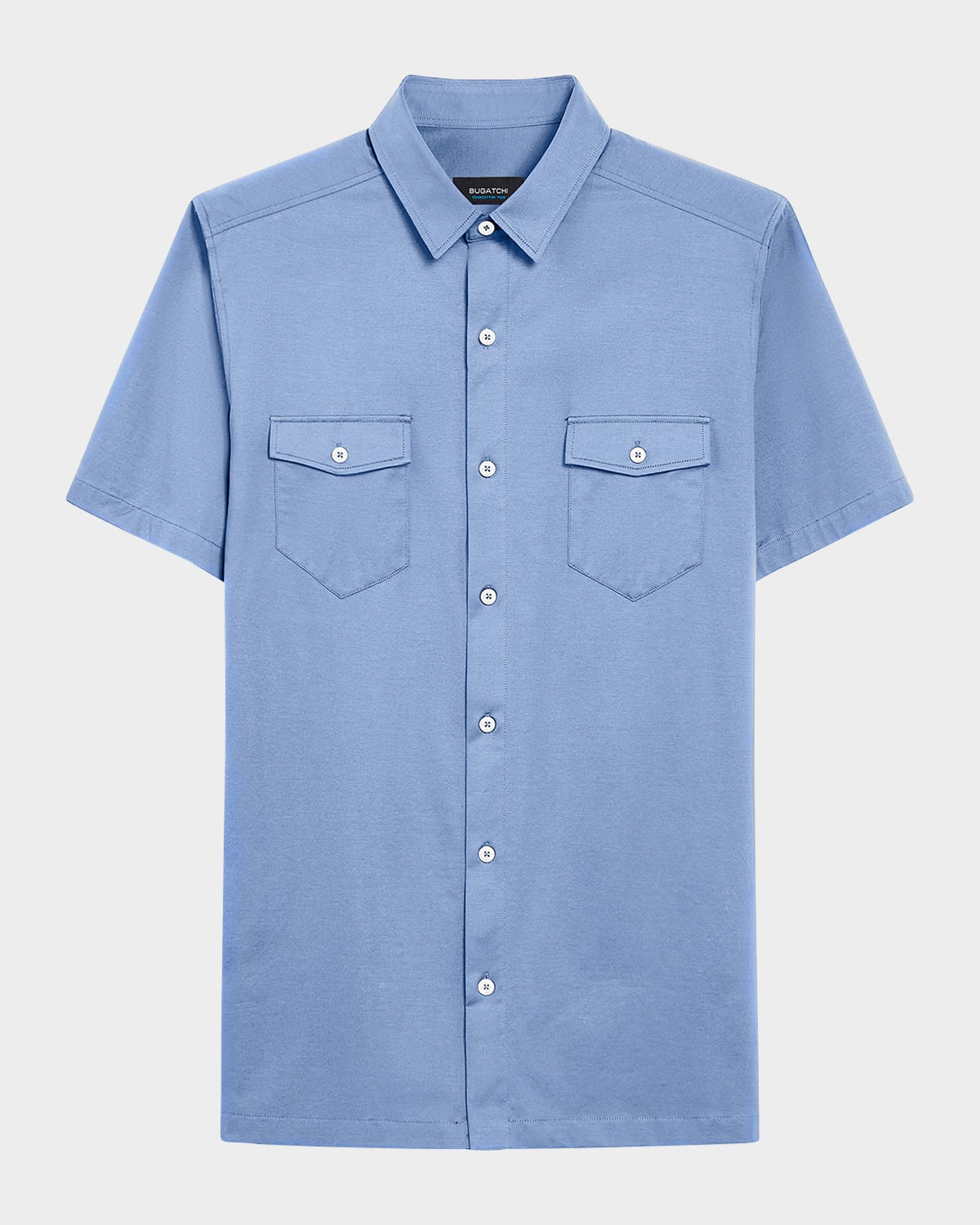 BUGATCHI MEN'S OOOHCOTTON SHORT-SLEEVE SHIRT WITH CHEST POCKETS