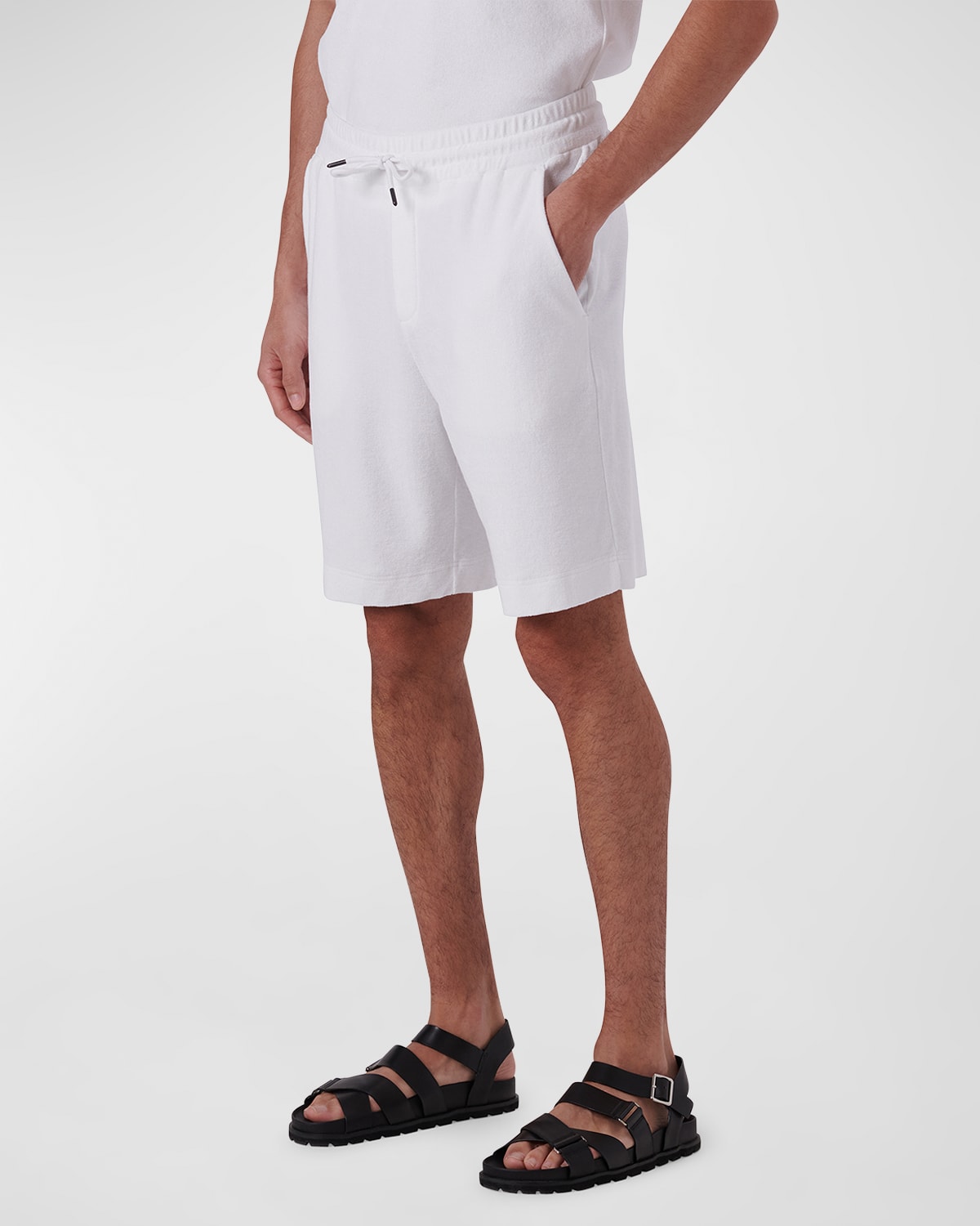 Bugatchi Butgatchi Comfort Drawstring Knit Shorts In White