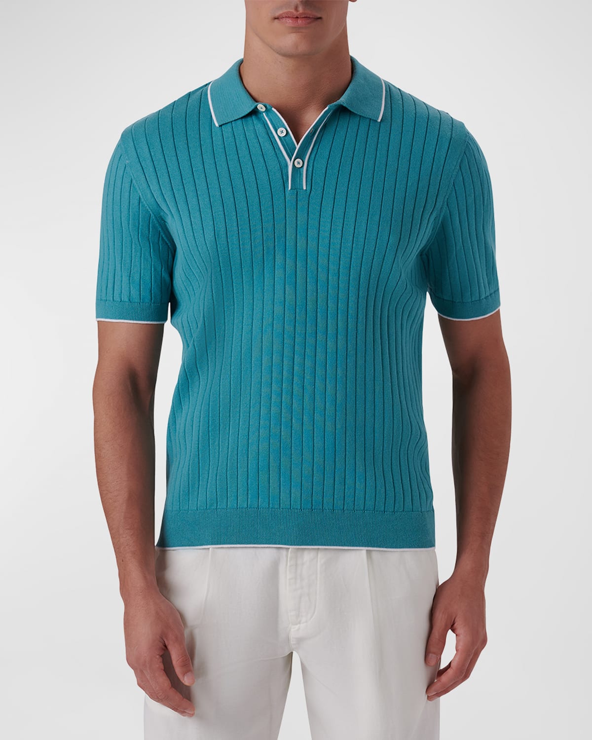 BUGATCHI MEN'S RIBBED POLO SWEATER