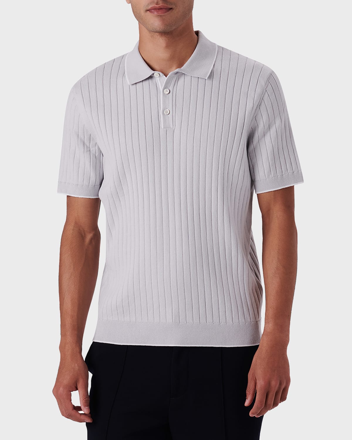 Shop Bugatchi Men's Ribbed Polo Sweater In Platinum