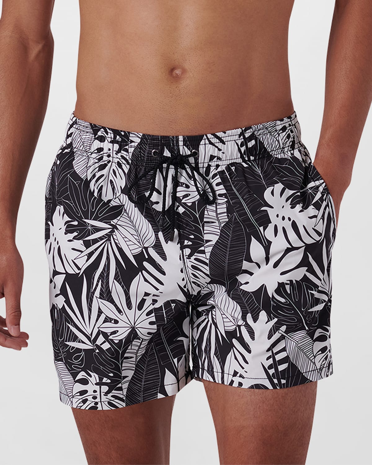 Bugatchi Men's Tropical Leaf-Print Swim Shorts