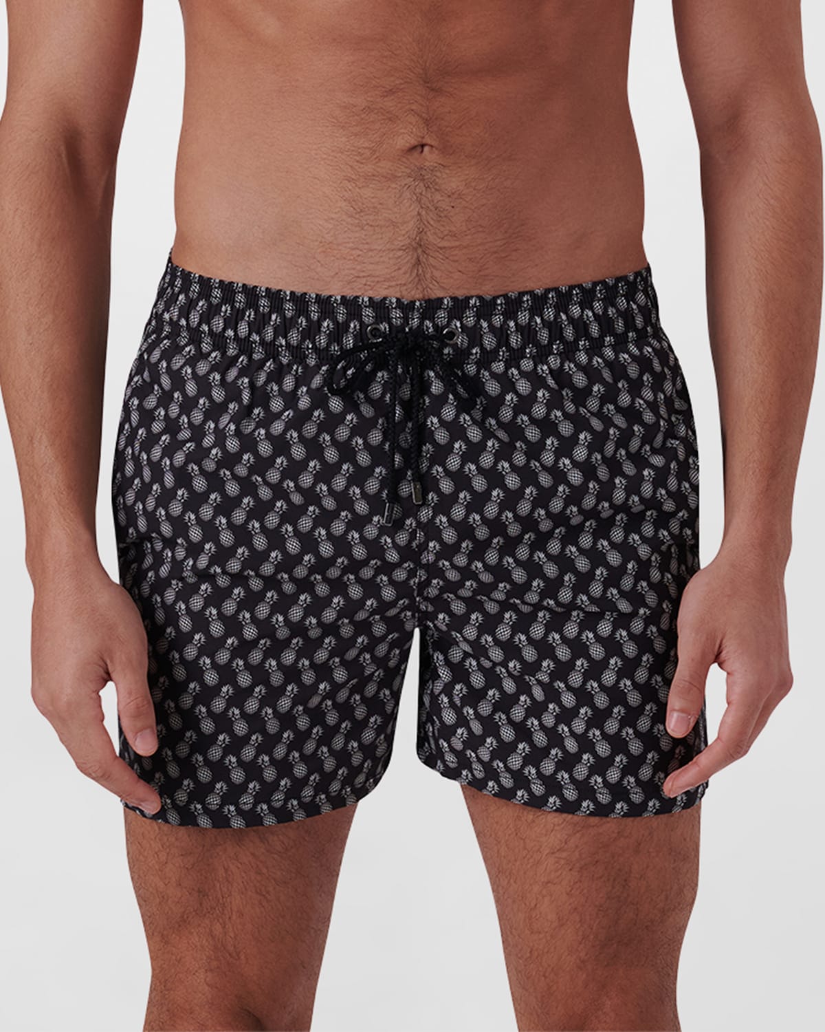 Bugatchi Aircher Mid Length Swim Trunks In Black