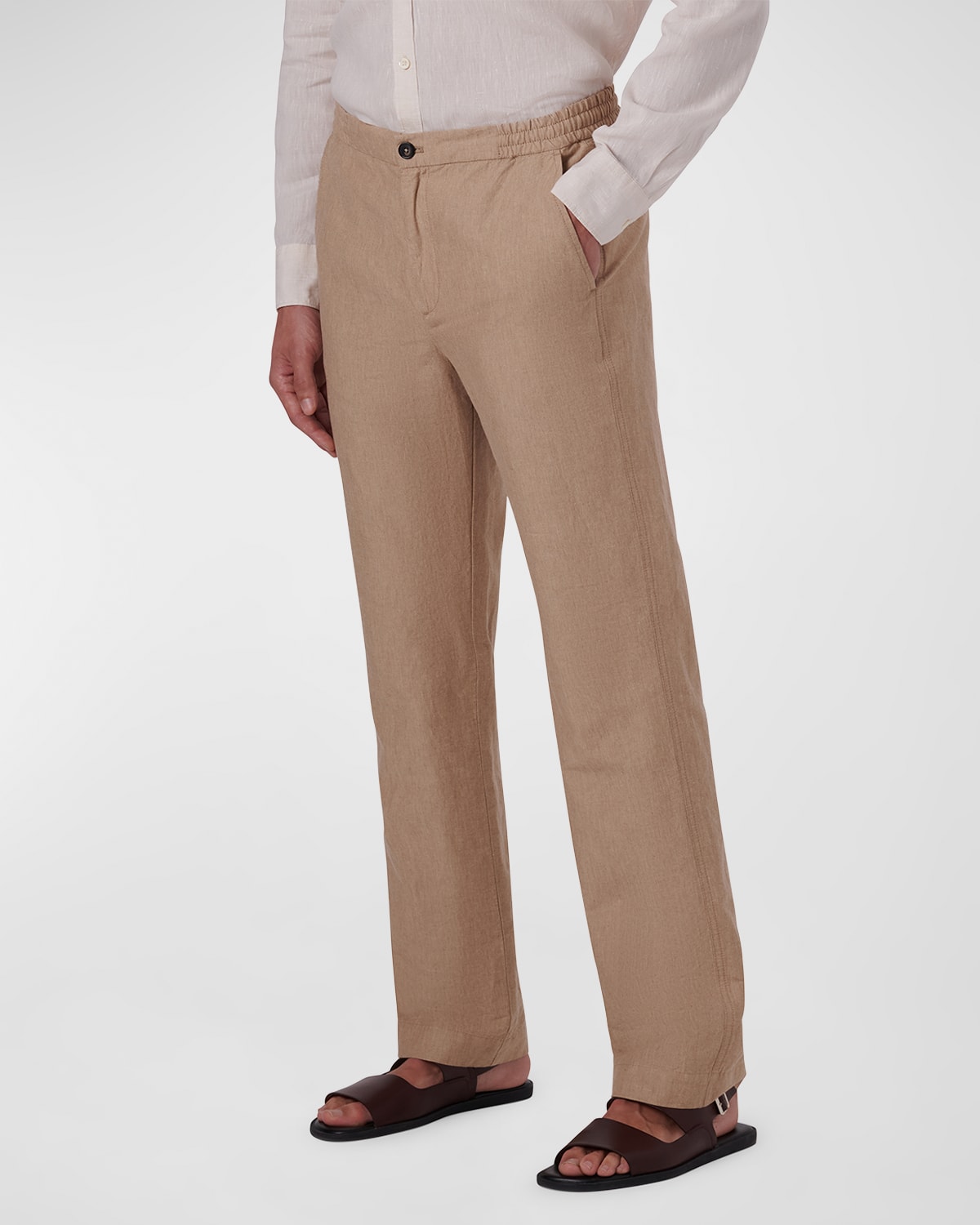 Bugatchi Men's Linen Button-Front Pants