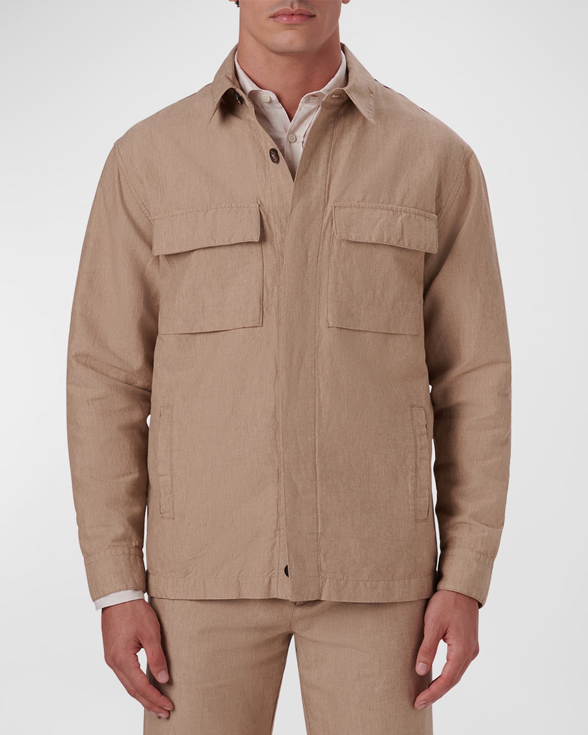 Bugatchi Men's Linen-Cotton Shirt Jacket
