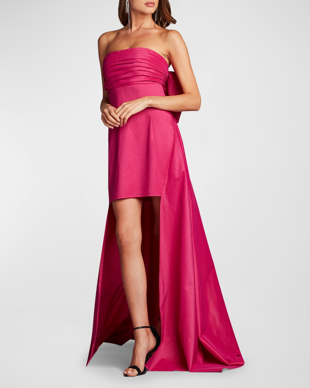 Strapless Bow-Back High-Low Gown