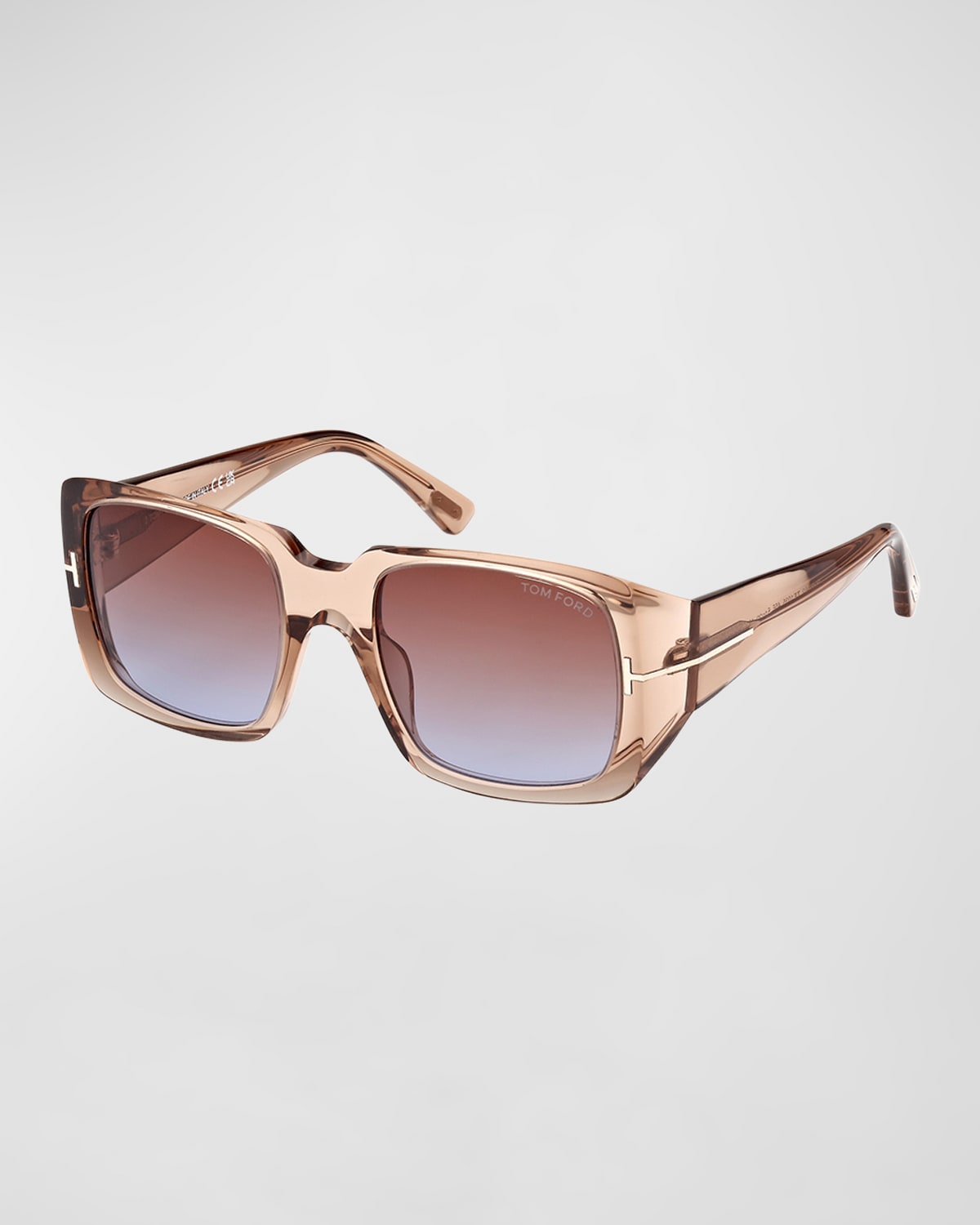 Tom Ford Gradient Square Transparent Acetate Sunglasses In Brown