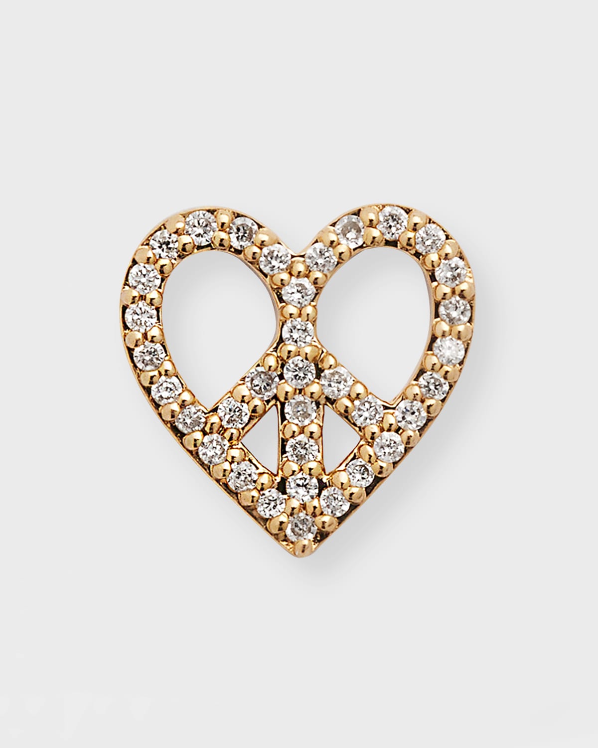 Sydney Evan Women's Psychedelic Grooves 14k Yellow Gold & 0.01 Tcw Diamond Heart Peace Sign Stud Earring