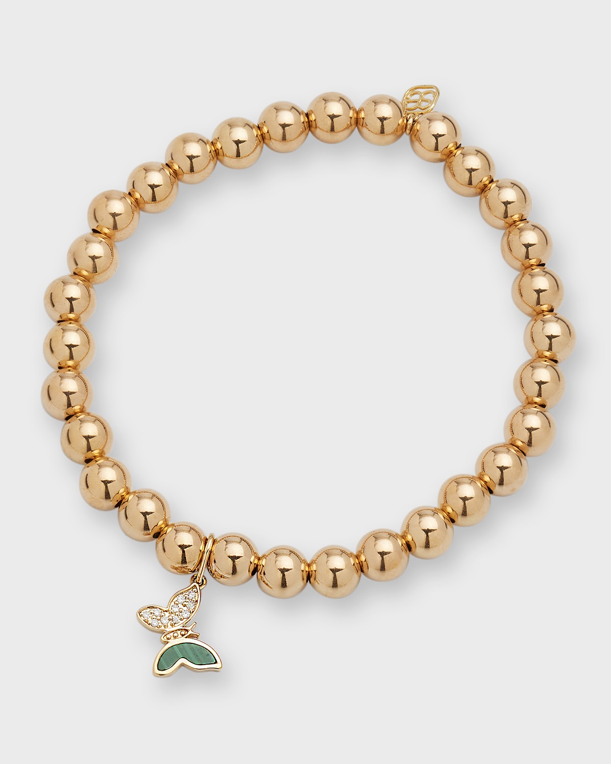 Sydney Evan 14k Gold Beaded Bracelet With Diamond Butterfly Charm