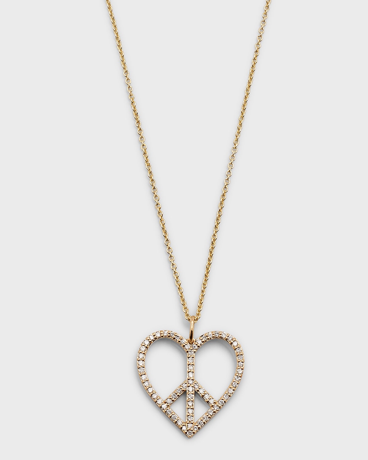 Shop Sydney Evan Xl Diamond Pave Peace Sign Heart Pendant Necklace