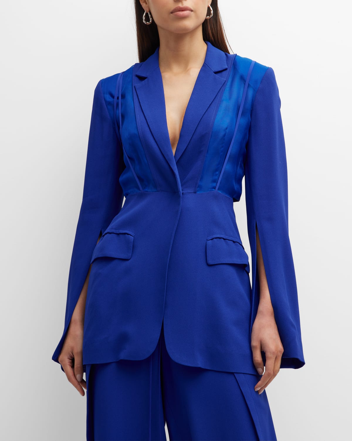 Jason Wu Collection Mixed Media Blazer Jacket with Suspender Detail