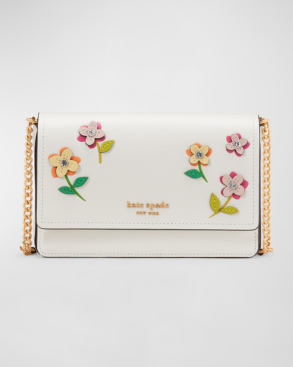 New Kate Spade Kristi Poppy Print Flap Crossbody Cream Multi