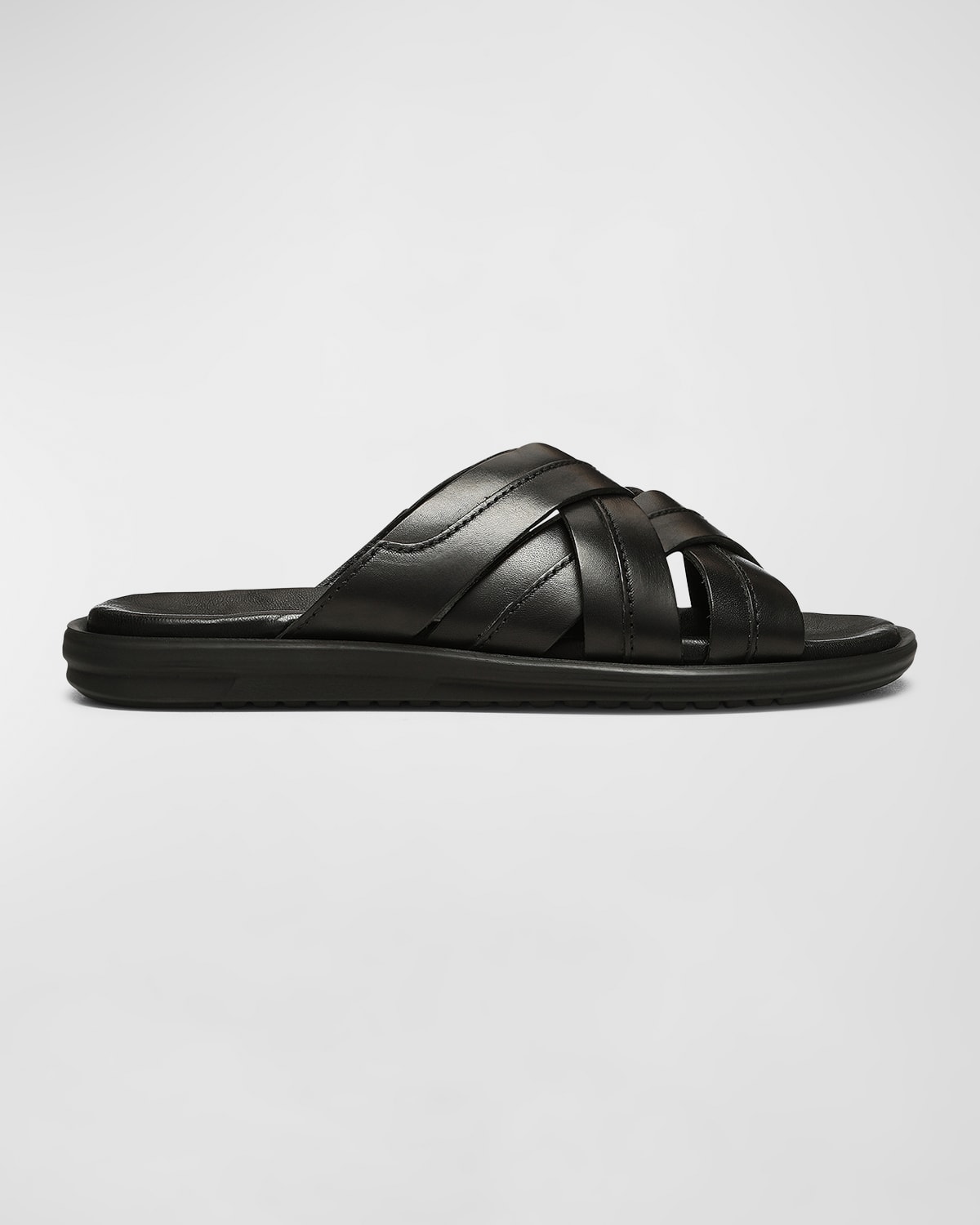 Donald J Pliner Men's Iggie Leather Crisscross Slide Sandals In Black