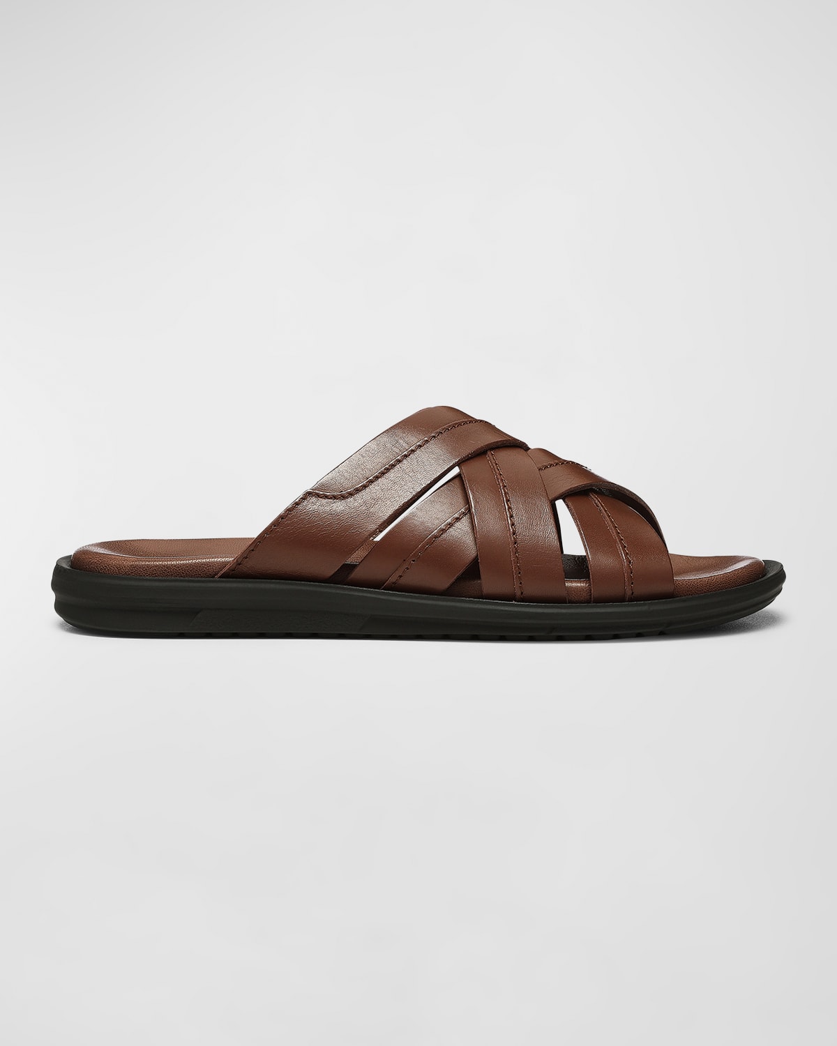 Donald J Pliner Men's Iggie Leather Crisscross Slide Sandals In Chocolate