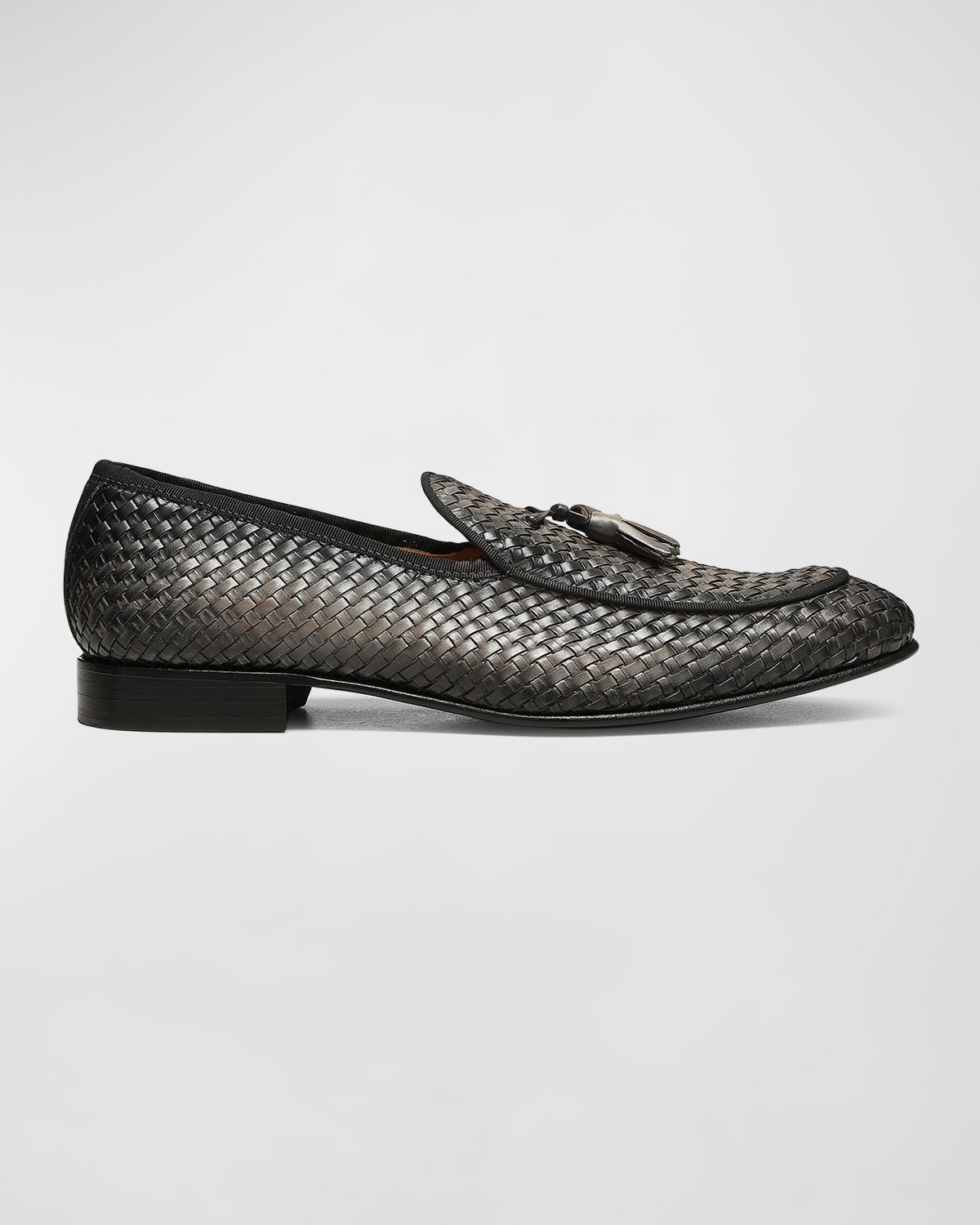 Donald J Pliner Men's Spirro Woven Leather Tassel Loafers In Grey